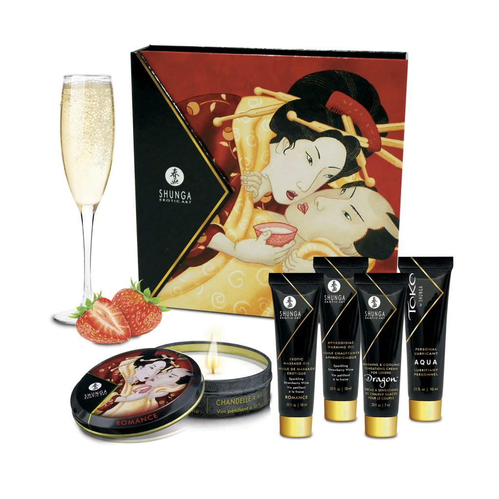 Le Kit Shunga Secret de Geisha Vin Pétillant Fraise contient tous les secrets pour enflammer vos moments de sensualité. 